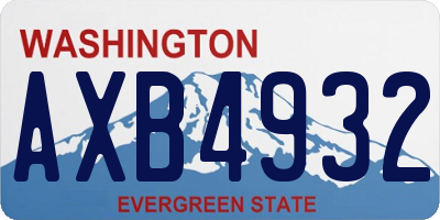 WA license plate AXB4932