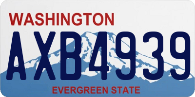WA license plate AXB4939