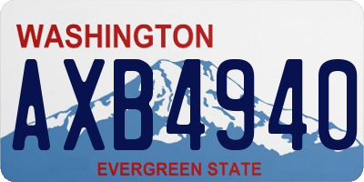 WA license plate AXB4940