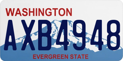WA license plate AXB4948