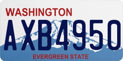 WA license plate AXB4950