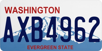 WA license plate AXB4962