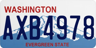 WA license plate AXB4978