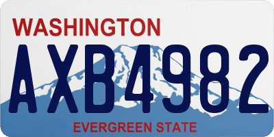 WA license plate AXB4982