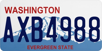 WA license plate AXB4988