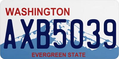 WA license plate AXB5039