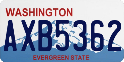 WA license plate AXB5362