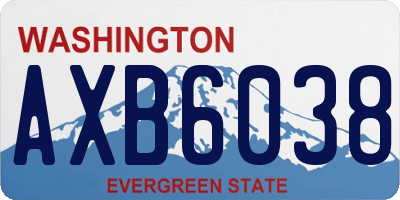 WA license plate AXB6038