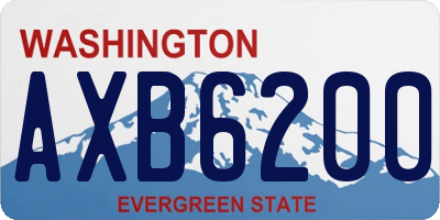 WA license plate AXB6200