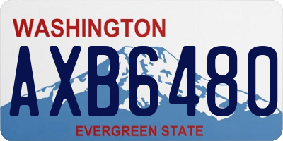 WA license plate AXB6480