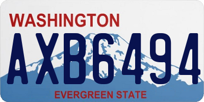 WA license plate AXB6494