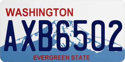 WA license plate AXB6502