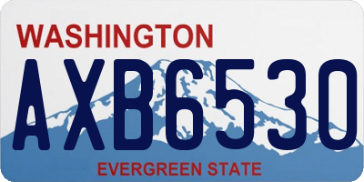 WA license plate AXB6530