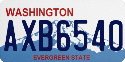 WA license plate AXB6540
