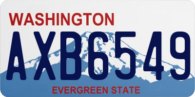 WA license plate AXB6549