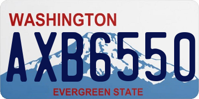 WA license plate AXB6550