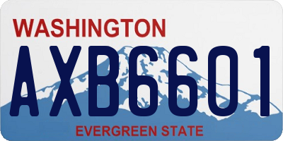 WA license plate AXB6601