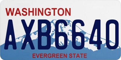 WA license plate AXB6640