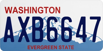 WA license plate AXB6647