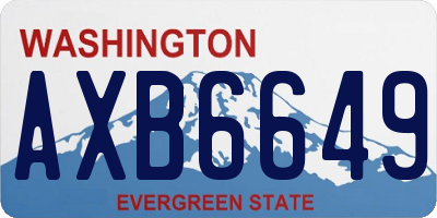 WA license plate AXB6649