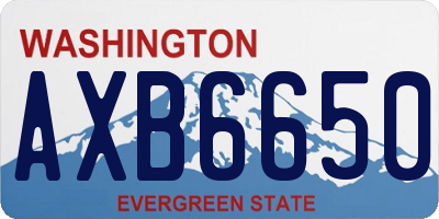 WA license plate AXB6650