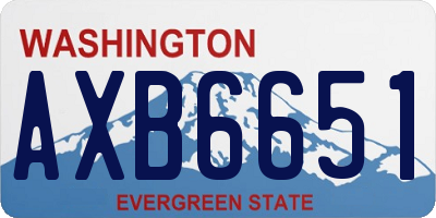 WA license plate AXB6651