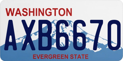 WA license plate AXB6670