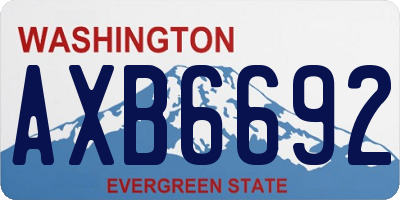WA license plate AXB6692