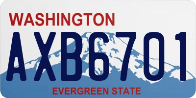 WA license plate AXB6701