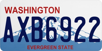 WA license plate AXB6922