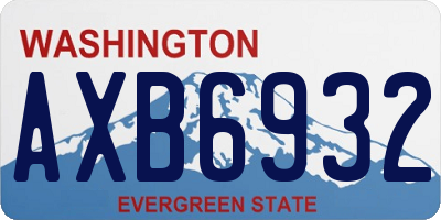 WA license plate AXB6932