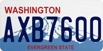 WA license plate AXB7600