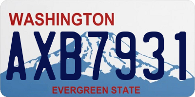 WA license plate AXB7931