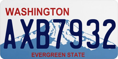 WA license plate AXB7932