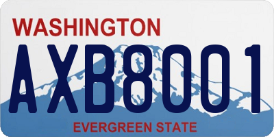 WA license plate AXB8001