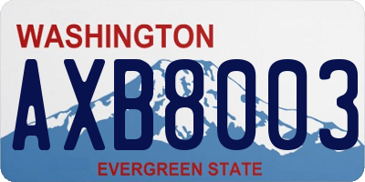 WA license plate AXB8003