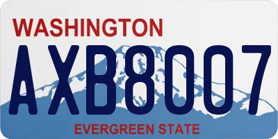 WA license plate AXB8007