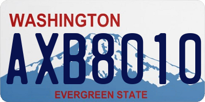 WA license plate AXB8010