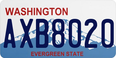 WA license plate AXB8020