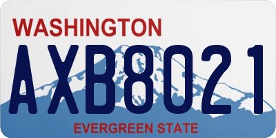 WA license plate AXB8021