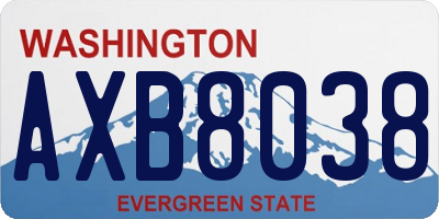 WA license plate AXB8038