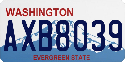 WA license plate AXB8039