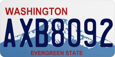 WA license plate AXB8092
