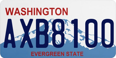 WA license plate AXB8100