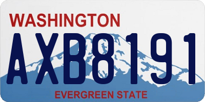 WA license plate AXB8191