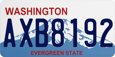 WA license plate AXB8192
