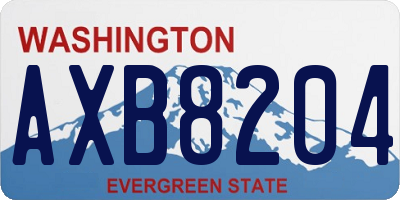 WA license plate AXB8204