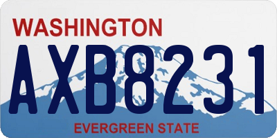 WA license plate AXB8231