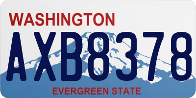 WA license plate AXB8378