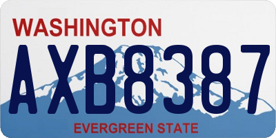 WA license plate AXB8387